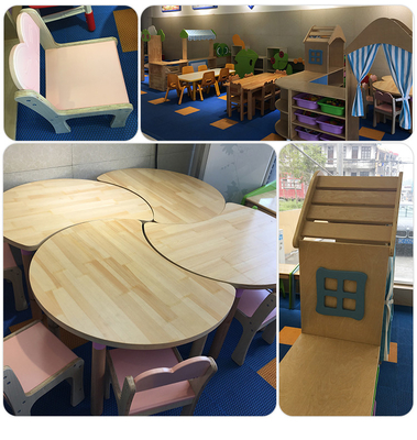 HaiXunの幼稚園の教室の家具のテーブルおよび椅子は端を円形にした